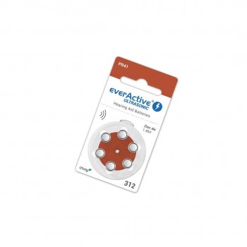 Everactive Ultrasonic 312 PR41 6BL klausos baterijos 6 vnt. Everactive Ultrasonic 312 PR41 6BL klausos baterijos 6 vnt.